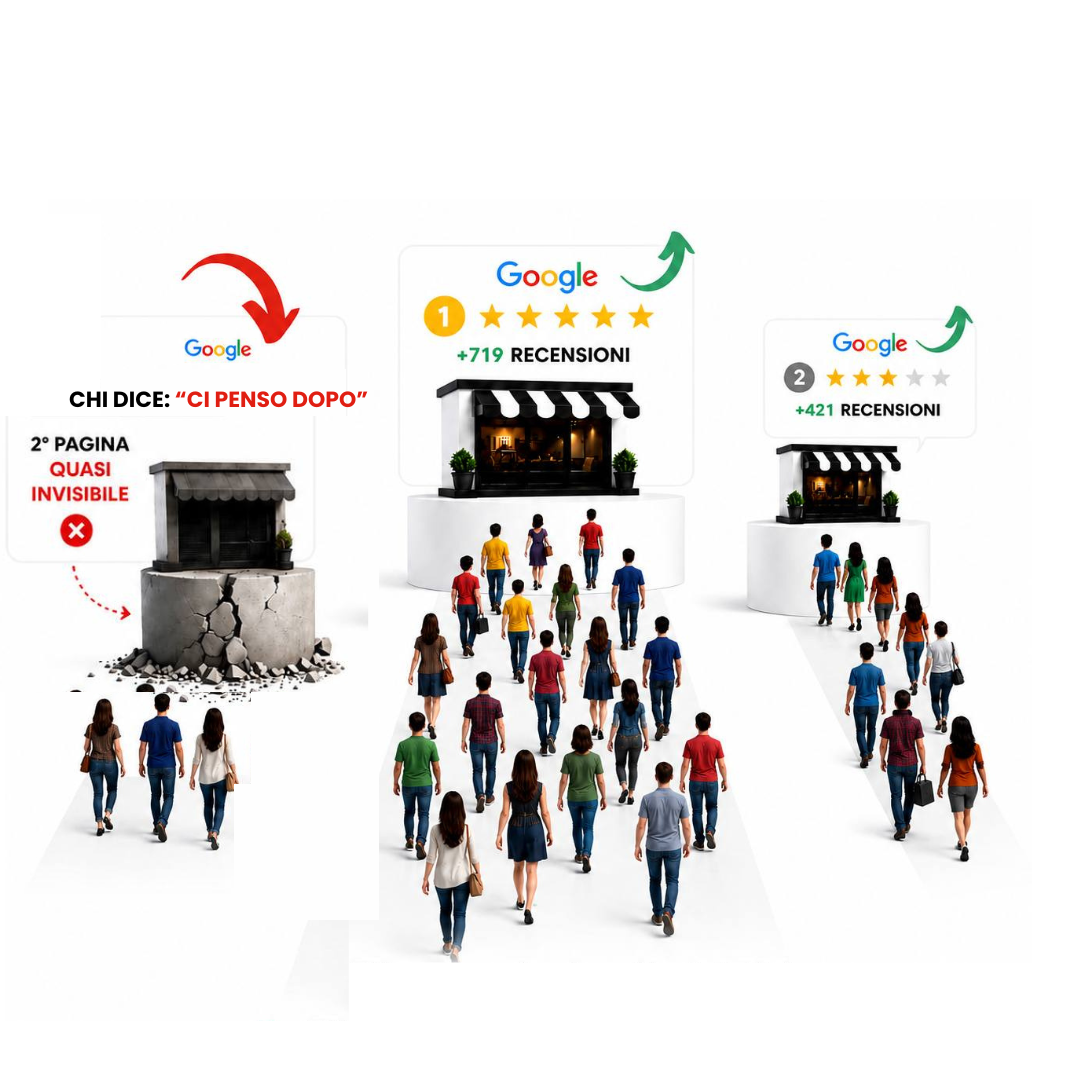 Concorrenti attivi con recensioni Google ti superano mentre la tua attività resta ferma e invisibile