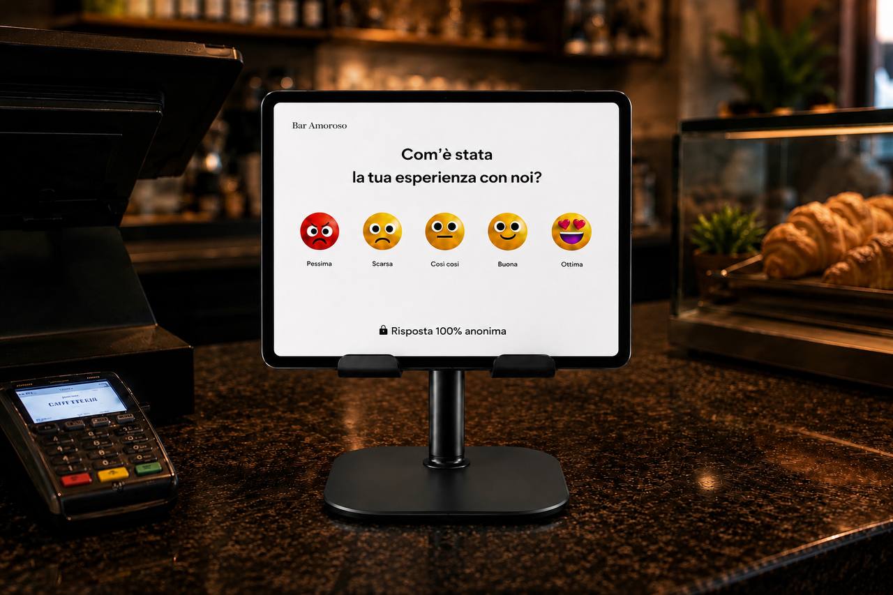 Tablet PiùRecensioni al bancone di un bar